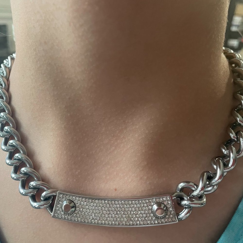 Michael Kors Silver Pave Chain Necklace